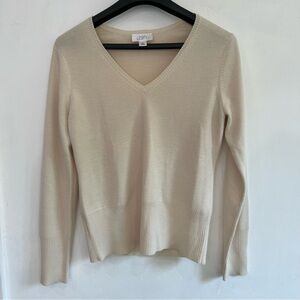 Loft V-neck long sleeve Wool&Cashmere sweater beige size M